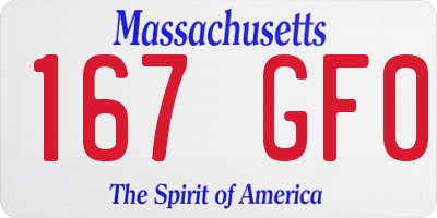 MA license plate 167GF0