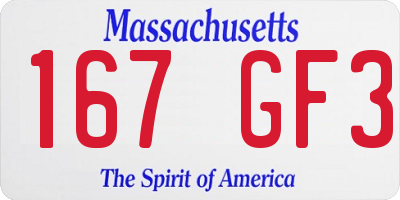 MA license plate 167GF3