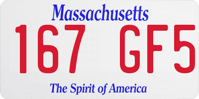 MA license plate 167GF5