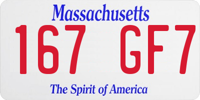 MA license plate 167GF7