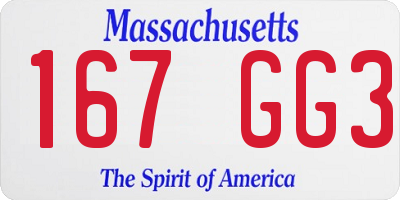MA license plate 167GG3