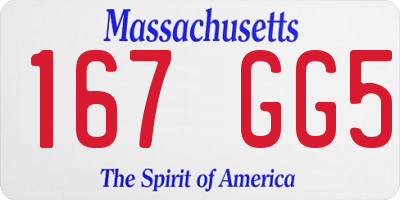 MA license plate 167GG5