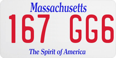 MA license plate 167GG6