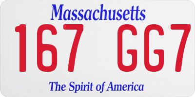 MA license plate 167GG7