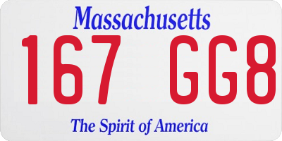 MA license plate 167GG8