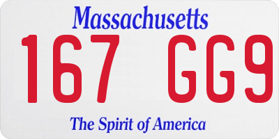 MA license plate 167GG9