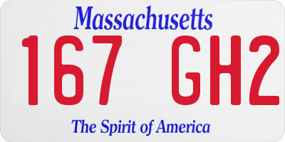 MA license plate 167GH2