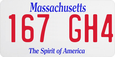 MA license plate 167GH4