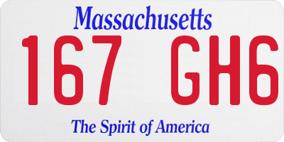 MA license plate 167GH6