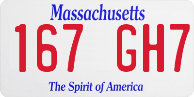 MA license plate 167GH7
