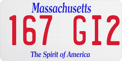 MA license plate 167GI2