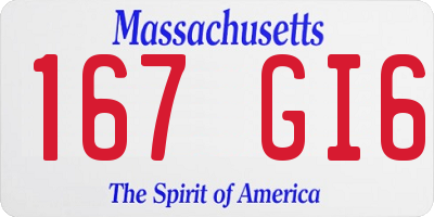 MA license plate 167GI6
