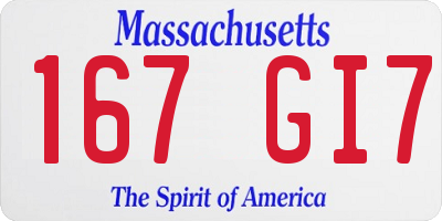 MA license plate 167GI7