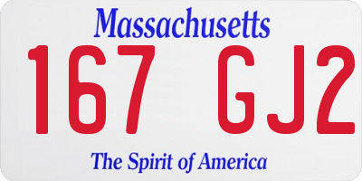MA license plate 167GJ2