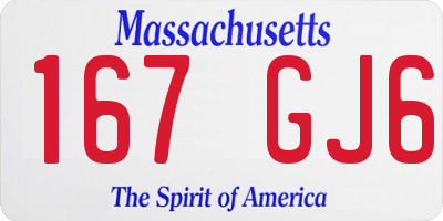 MA license plate 167GJ6