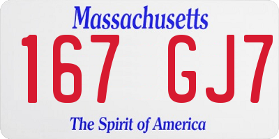 MA license plate 167GJ7