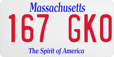 MA license plate 167GK0