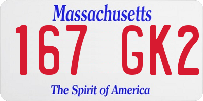 MA license plate 167GK2