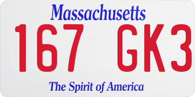 MA license plate 167GK3