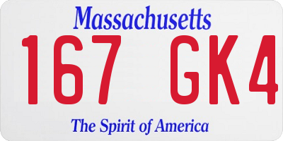 MA license plate 167GK4