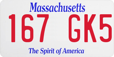 MA license plate 167GK5
