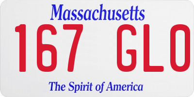 MA license plate 167GL0