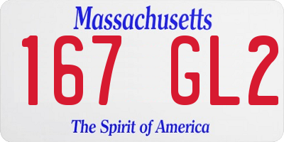 MA license plate 167GL2