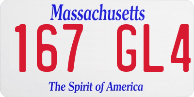 MA license plate 167GL4