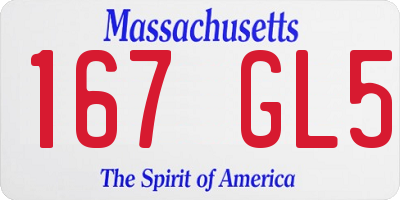 MA license plate 167GL5