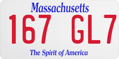 MA license plate 167GL7