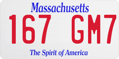 MA license plate 167GM7