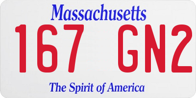 MA license plate 167GN2