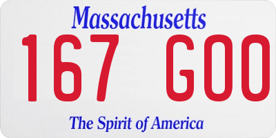 MA license plate 167GO0