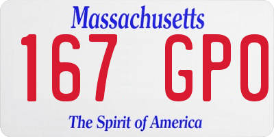 MA license plate 167GP0
