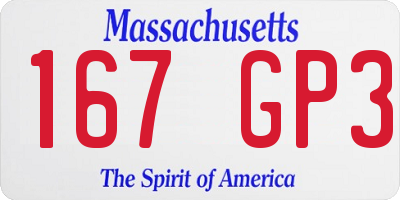 MA license plate 167GP3