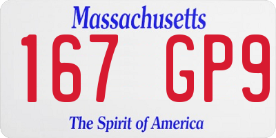 MA license plate 167GP9