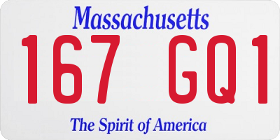 MA license plate 167GQ1