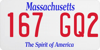 MA license plate 167GQ2