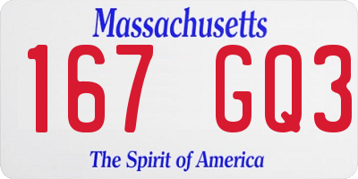 MA license plate 167GQ3