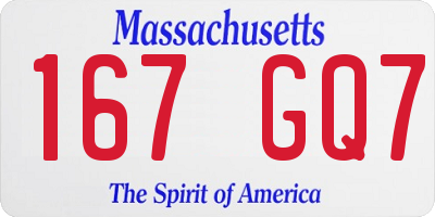 MA license plate 167GQ7