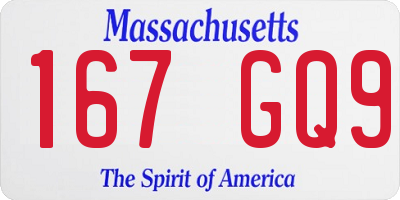 MA license plate 167GQ9