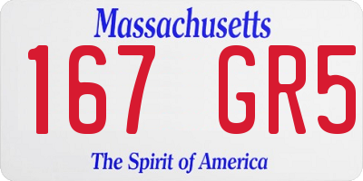 MA license plate 167GR5