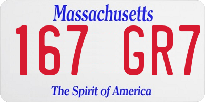 MA license plate 167GR7