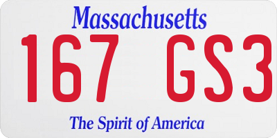 MA license plate 167GS3