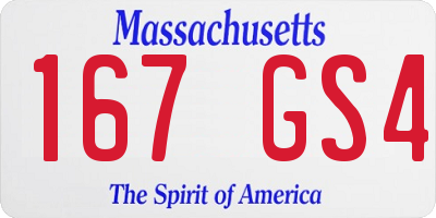 MA license plate 167GS4