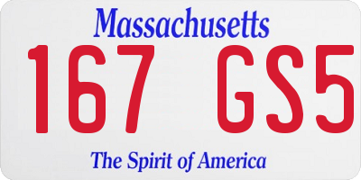 MA license plate 167GS5