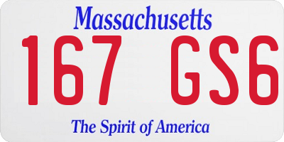 MA license plate 167GS6