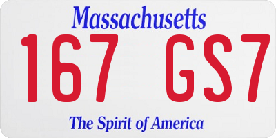 MA license plate 167GS7