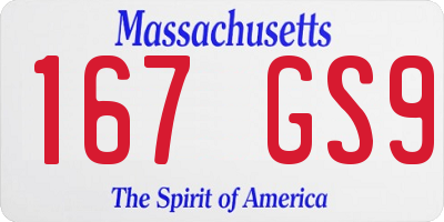 MA license plate 167GS9