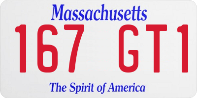 MA license plate 167GT1